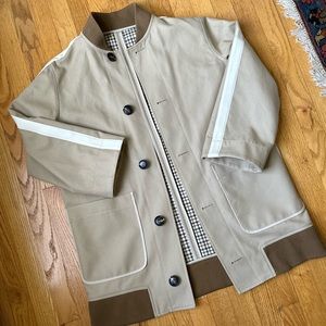 VERONICA BEARD REVERSIBLE CHECKED COTTON-CANVAS COAT- SIZE SMALL
